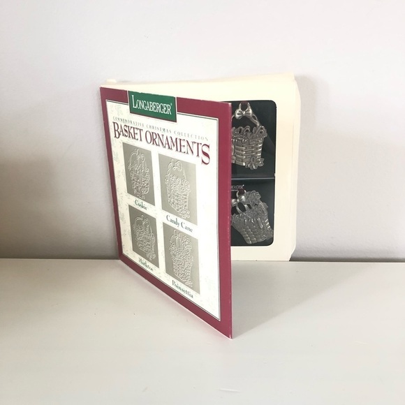 NWT Longaberger Pewter Christmas Collection Basket Ornaments Set of 4 1995 - Picture 1 of 5
